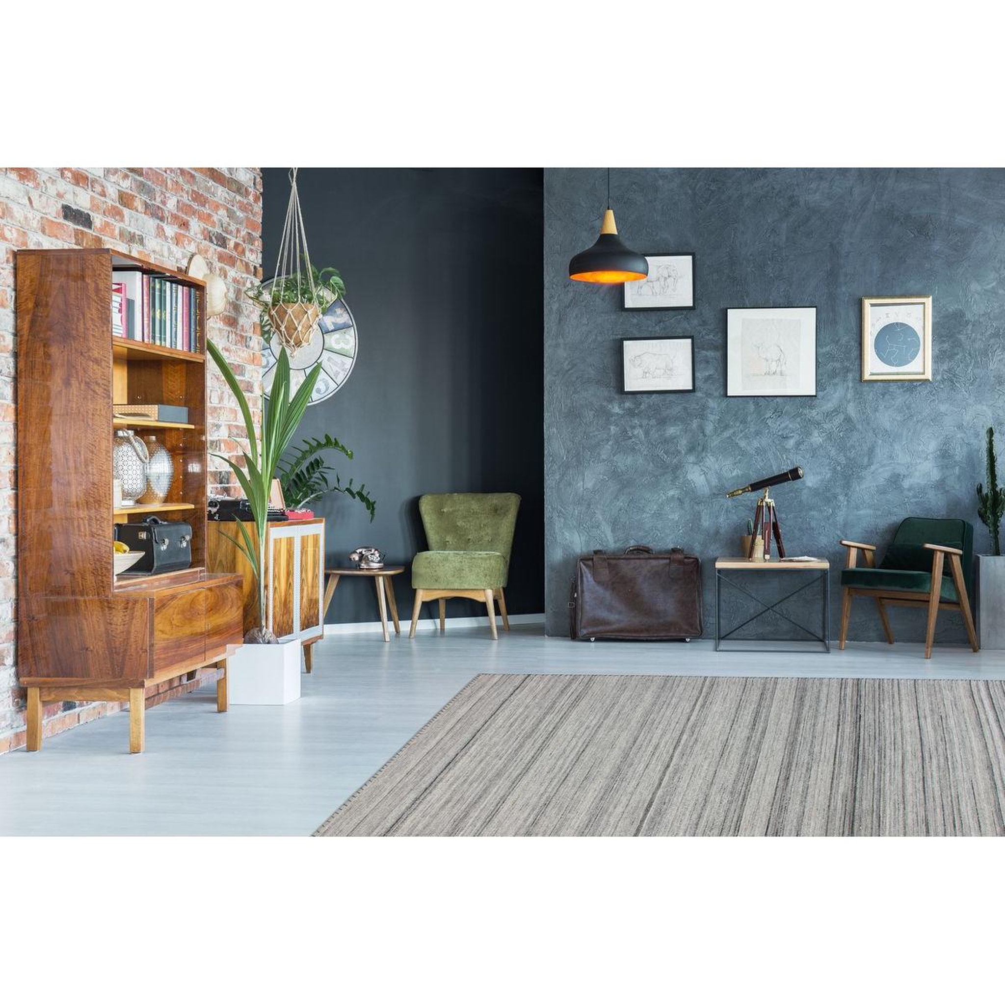 Voir la diapositive 2 : Paris Prix Tapis Jacquard à Poils Courts  Phoenix  Gris