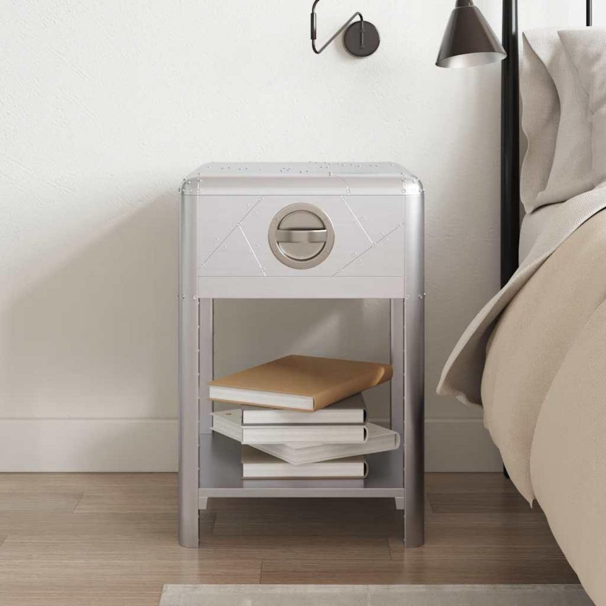 VIDAXL Table de coin avec 1 tiroir vintage Style d'aviation