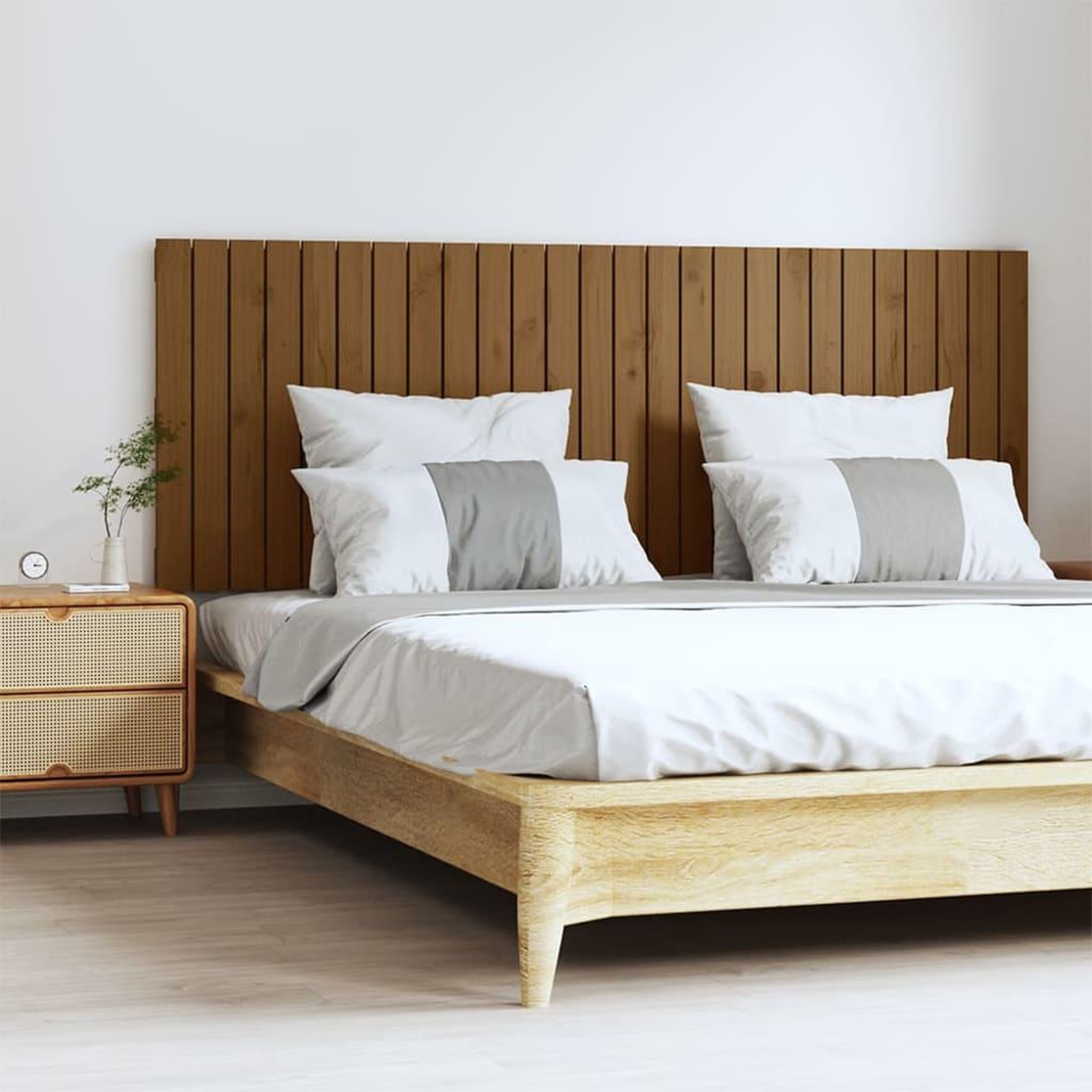 Voir la diapositive 1 : VIDAXL Tete de lit murale Marron miel 166x3x60 cm Bois massif de pin