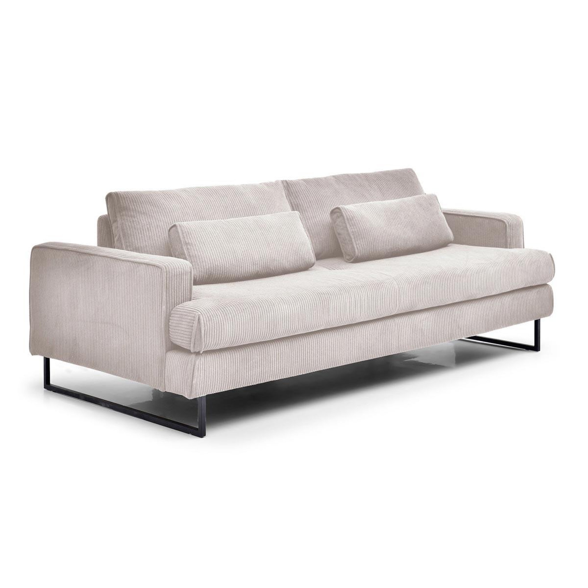 Paris Prix Canapé convertible 3 places en velours côtelé  thai  207cm beige