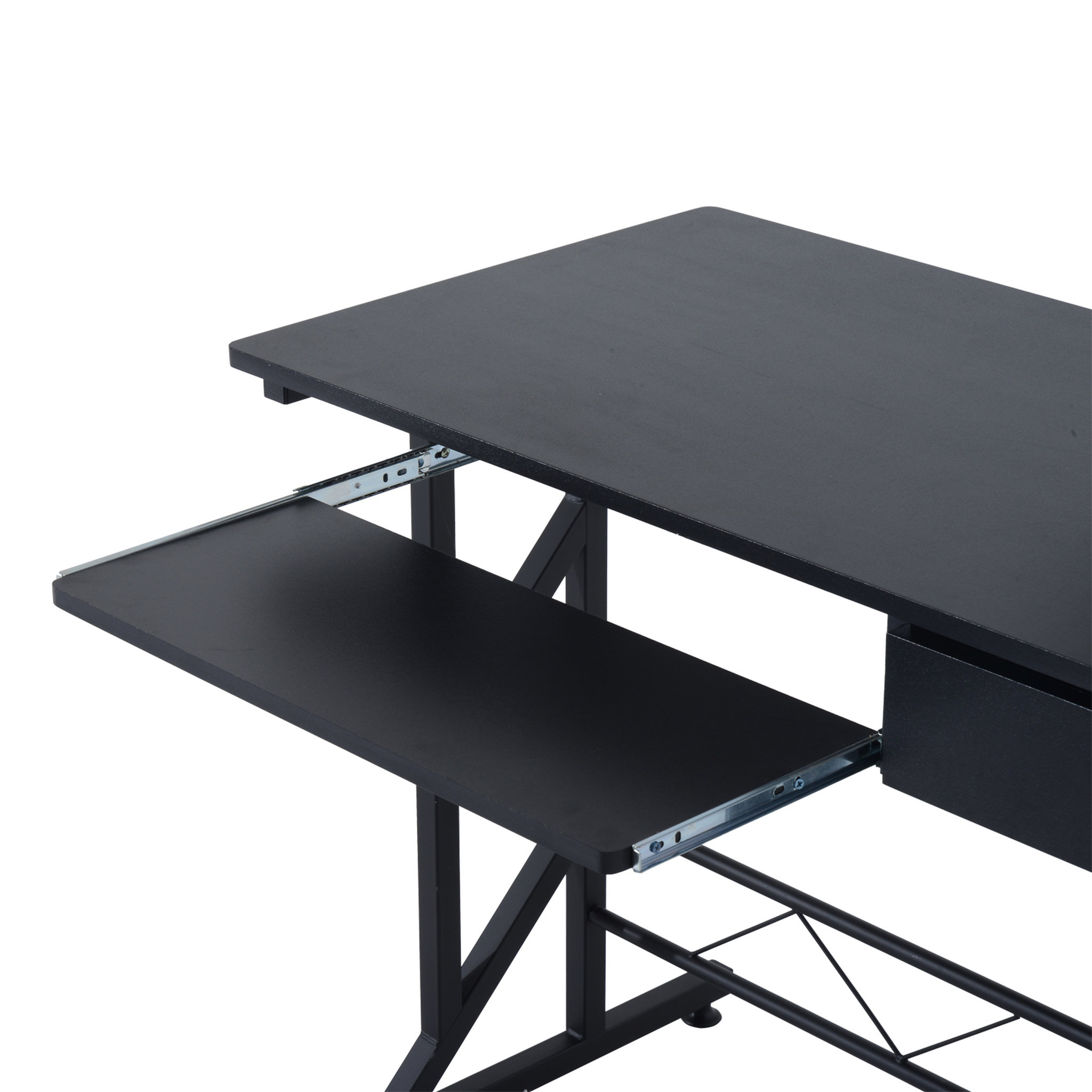 Voir la diapositive 5 : HOMCOM Bureau informatique design en mdf 90 l x 50 i x 95h cm noir