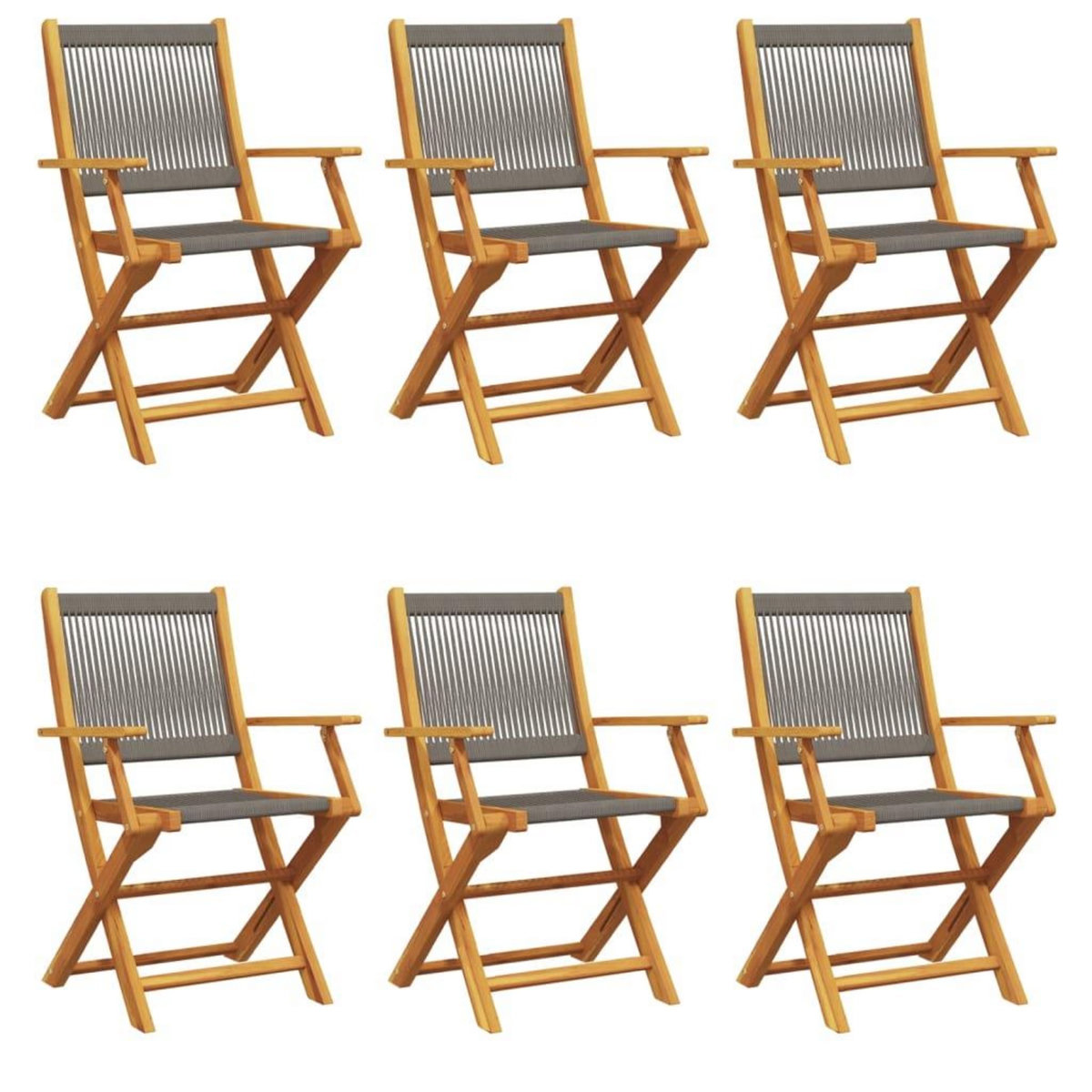 VIDAXL Chaises de jardin pliables lot de 6 gris bois d'acacia massif