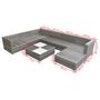Voir la diapositive 5 : VIDAXL Salon de jardin 8 pcs avec coussins Resine tressee Gris
