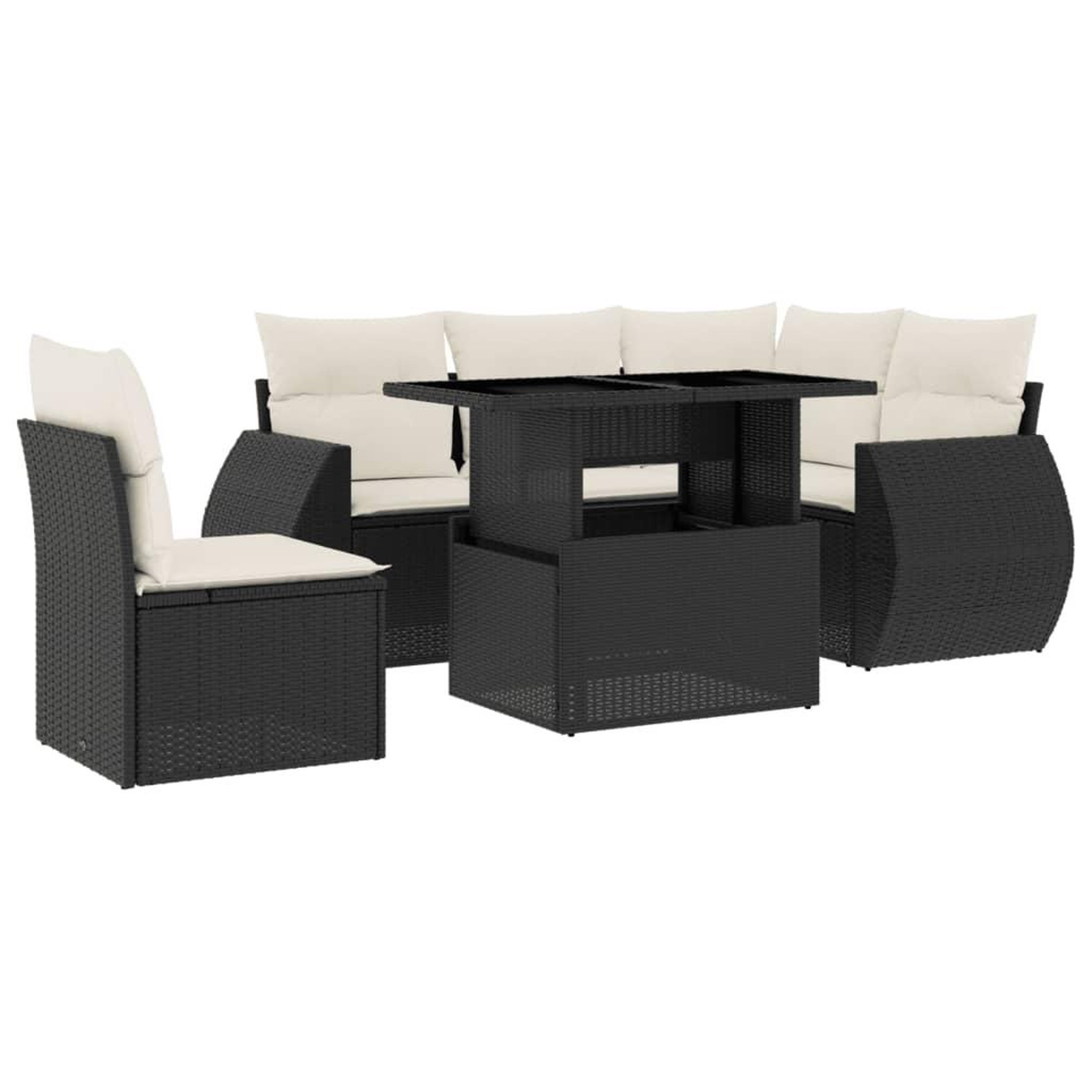 Voir la diapositive 2 : VIDAXL Salon de jardin 6 pcs avec coussins noir resine tressee