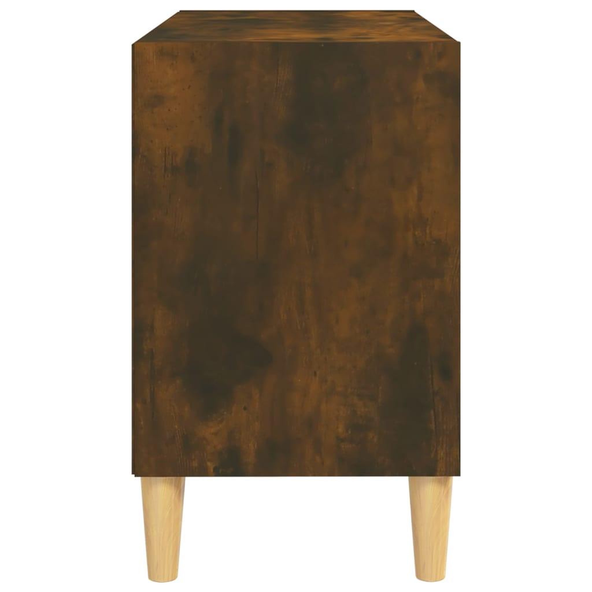 Voir la diapositive 5 : VIDAXL Meuble TV avec pieds en bois massif Chene fume 69,5x30x50 cm