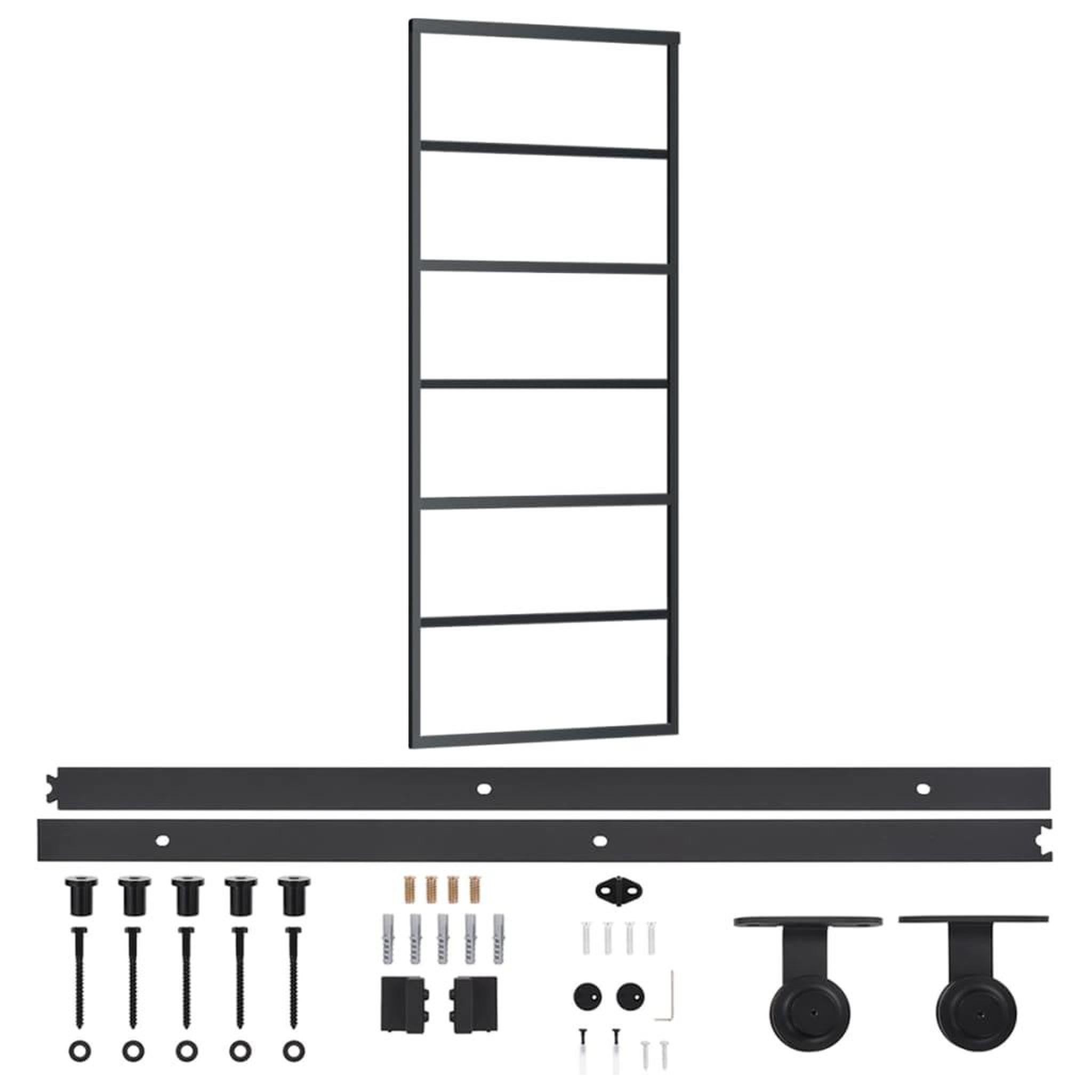 Voir la diapositive 2 : VIDAXL Porte coulissante et quincaillerie Verre ESG/Aluminium 76x205cm