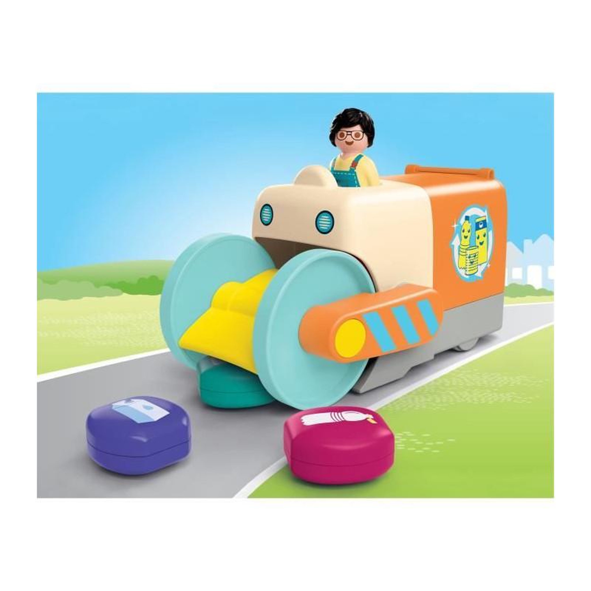 Voir la diapositive 2 : PLAYMOBIL Playmobil 71774 Camion de collecte de déchets, Playmobil junior, 5 pieces, Des 12 mois
