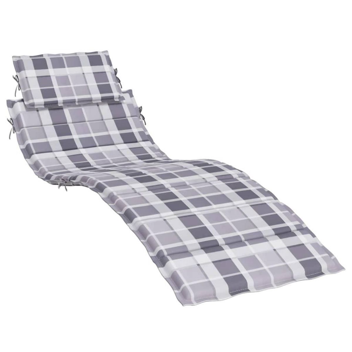 VIDAXL Coussin de chaise longue a carreaux gris 186x58x4 cm