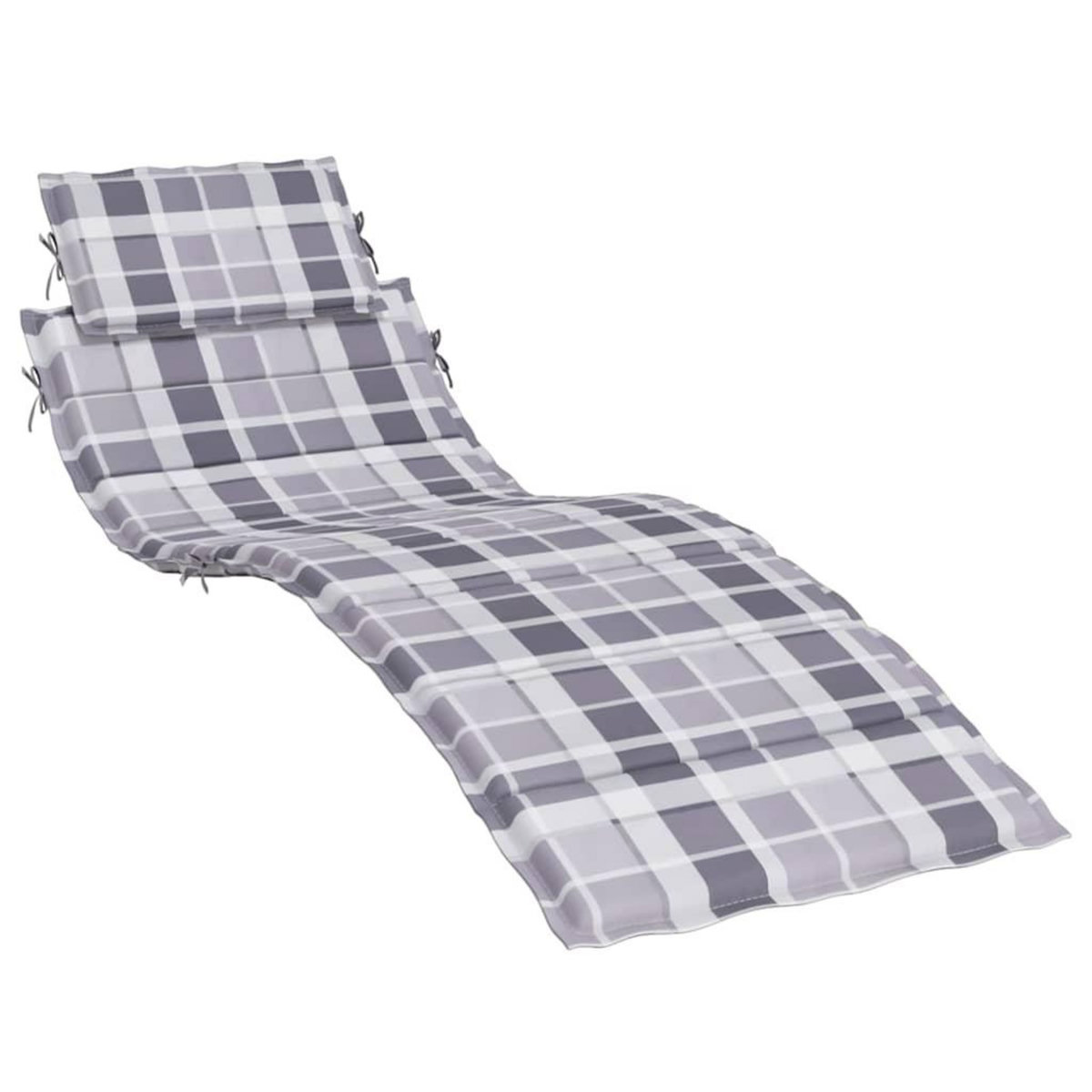 VIDAXL Coussin de chaise longue a carreaux gris 186x58x4 cm