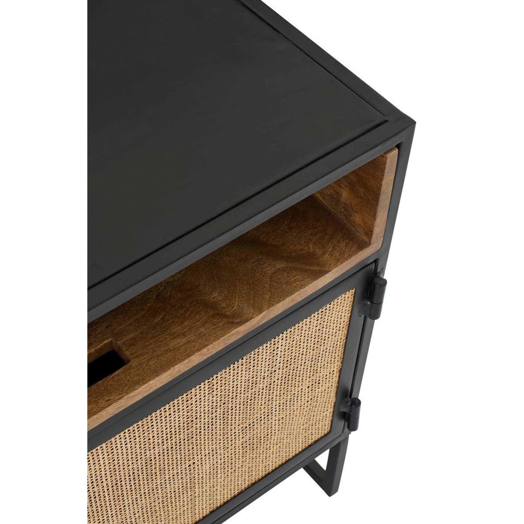 Voir la diapositive 6 : J-LINE Meuble tv 2 portes  rickey  122cm noir & naturel