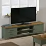 HOMIFAB Meuble TV 1 porte 2 tiroirs en pin massif / vert 158 cm - Ida