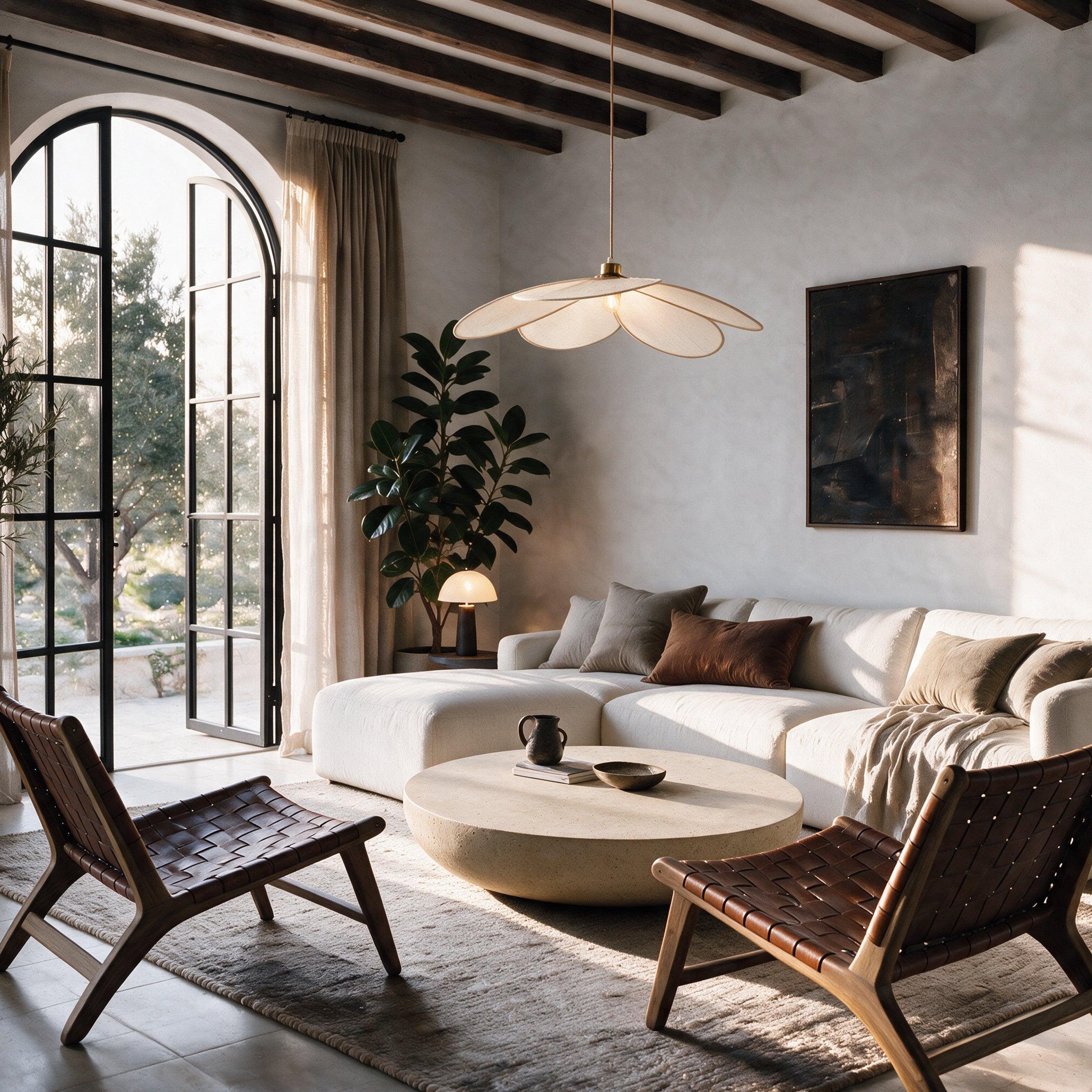 Voir la diapositive 5 : MAISON PAVANE Fauteuil en teck et cuir tressé marron-kuna