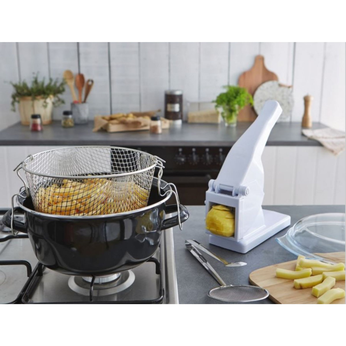 BAUMALU Friteuse traditionnelle email noire 26 cm