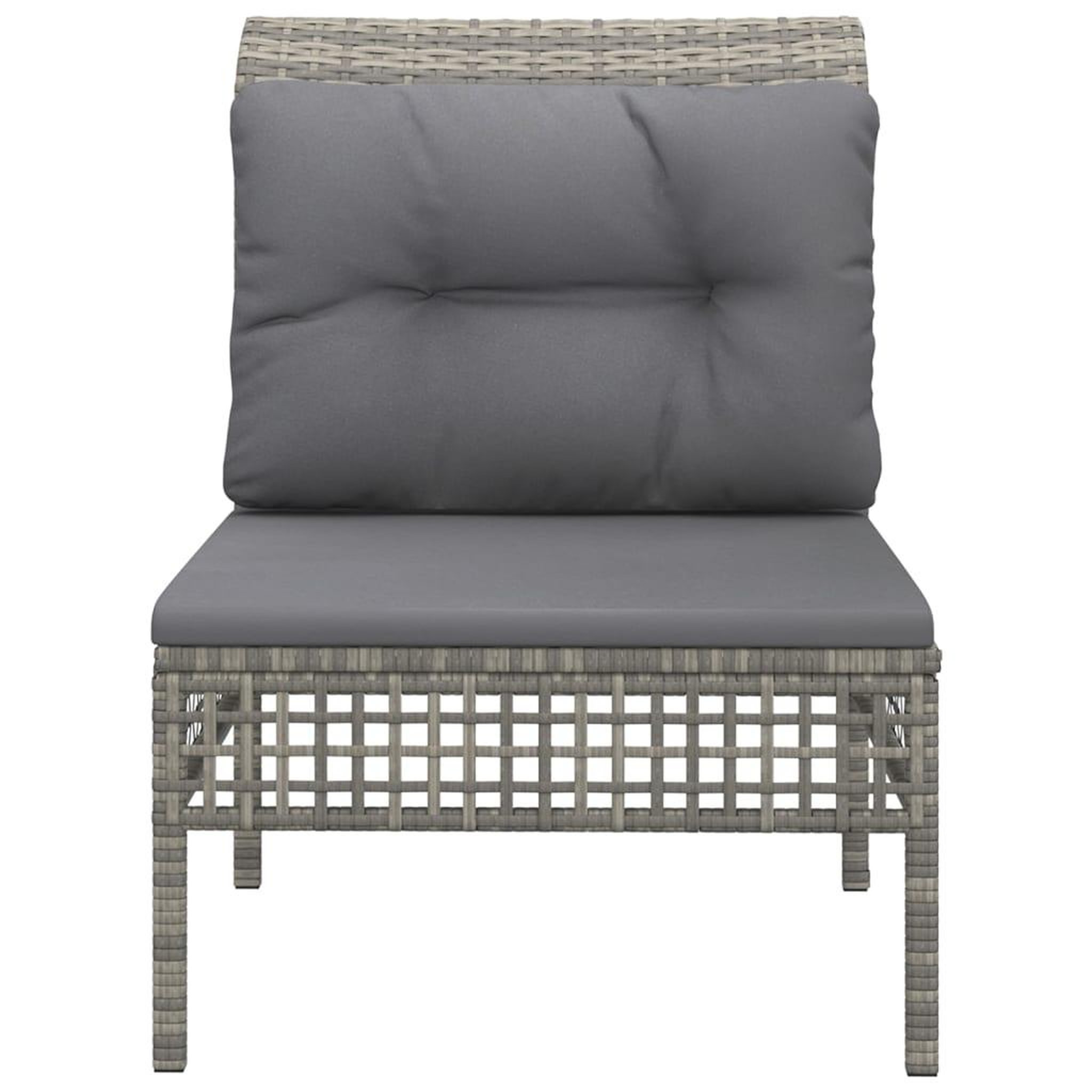 Voir la diapositive 3 : VIDAXL Canape central de jardin avec coussin Gris Resine tressee