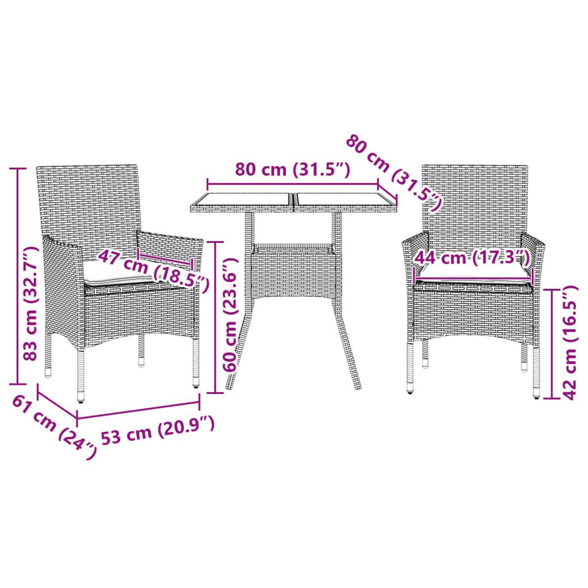 Voir la diapositive 6 : VIDAXL Ensemble a manger de jardin et coussins 3 pcs gris rotin verre