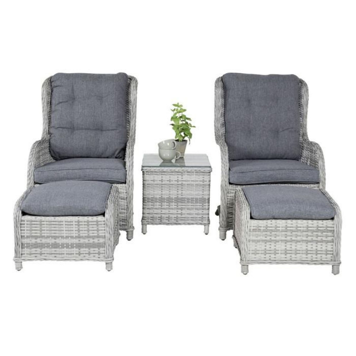 Paris Prix Salon de Jardin Lounge  Vikelund  100cm Gris