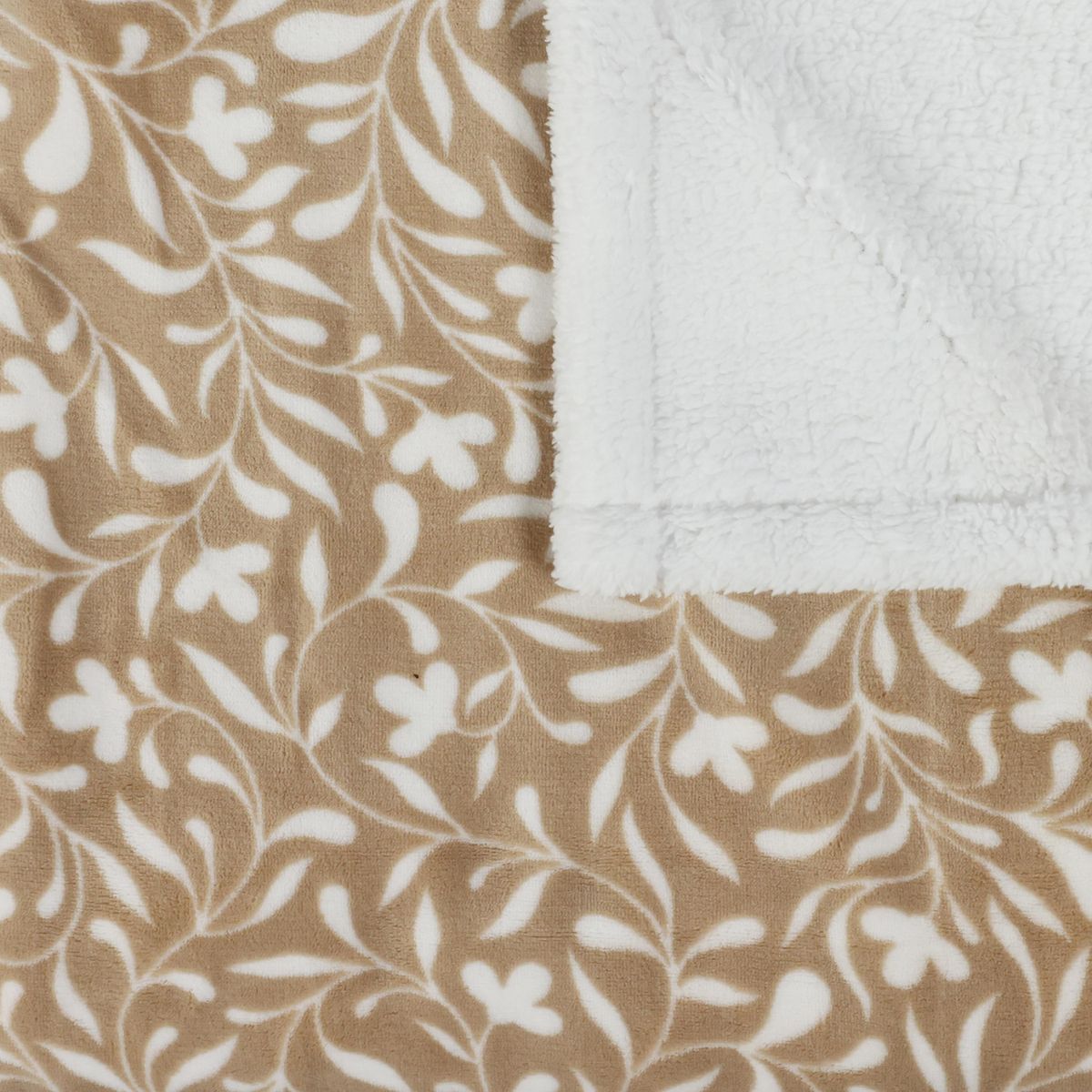 ACTUEL Plaid double face polaire/sherpa imprimé floral