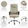 HOMCOM Fauteuil de bureau à roulettes chaise manager ergonomique pivotante hauteur réglable lin beige