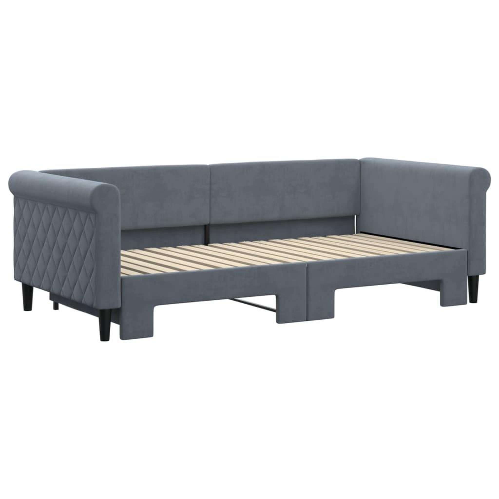 Voir la diapositive 3 : VIDAXL Lit de jour avec gigogne sans matelas gris fonce 90x190 cm