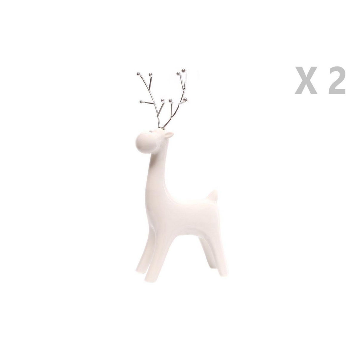 TOILINUX Lot de 2 Décoration de Noël design Renne Ice Xmas - Blanc