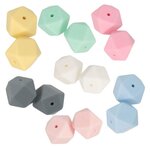 Artemio 14 perles en silicone hexagonales 17 mm - multicolore