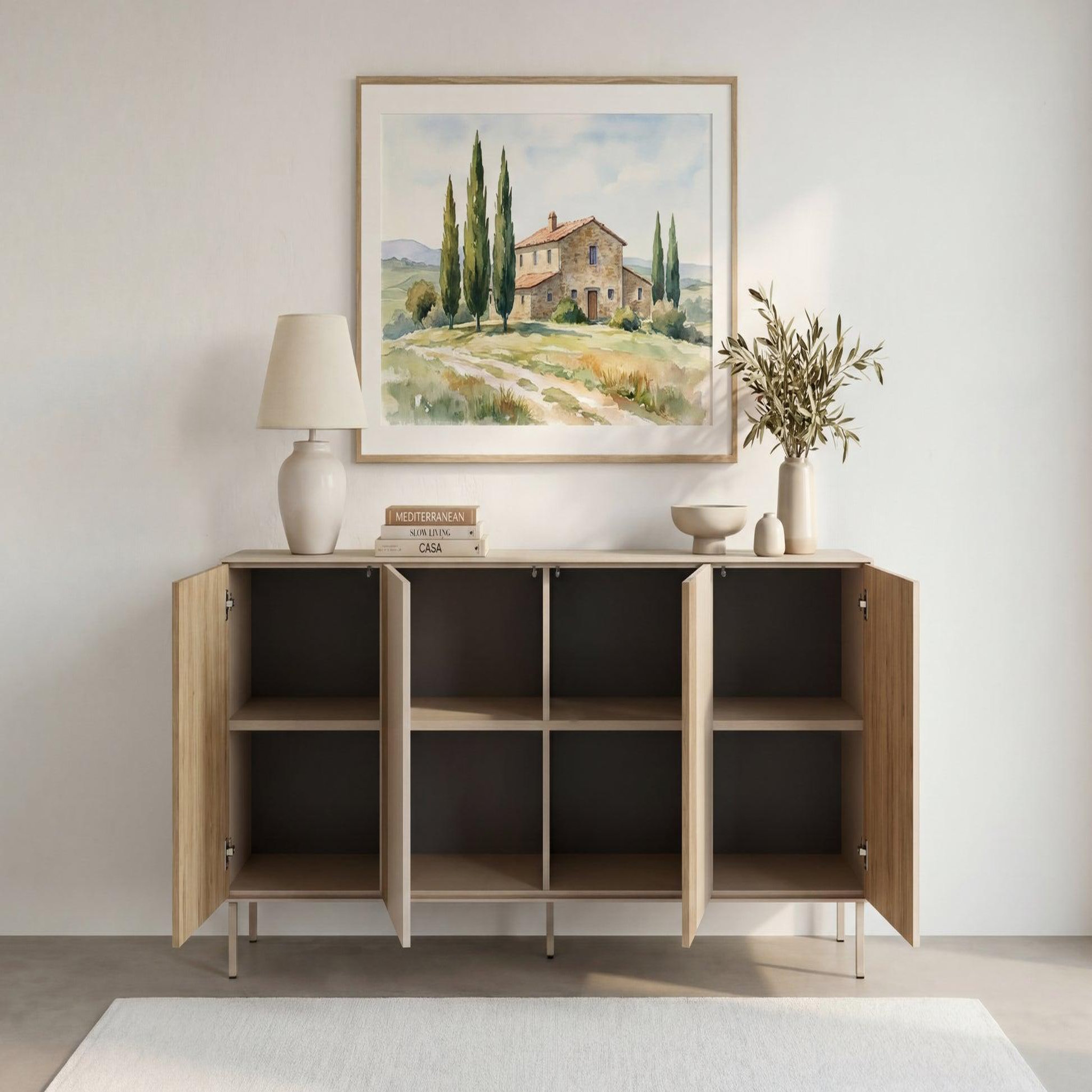 Voir la diapositive 4 : CASANOVA PARIS Eldio - buffet 180cm en mélamine beige