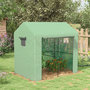 Voir la diapositive 2 : OUTSUNNY Serre de jardin 2,8 m² porte zippée 2 fenêtres acier PE vert
