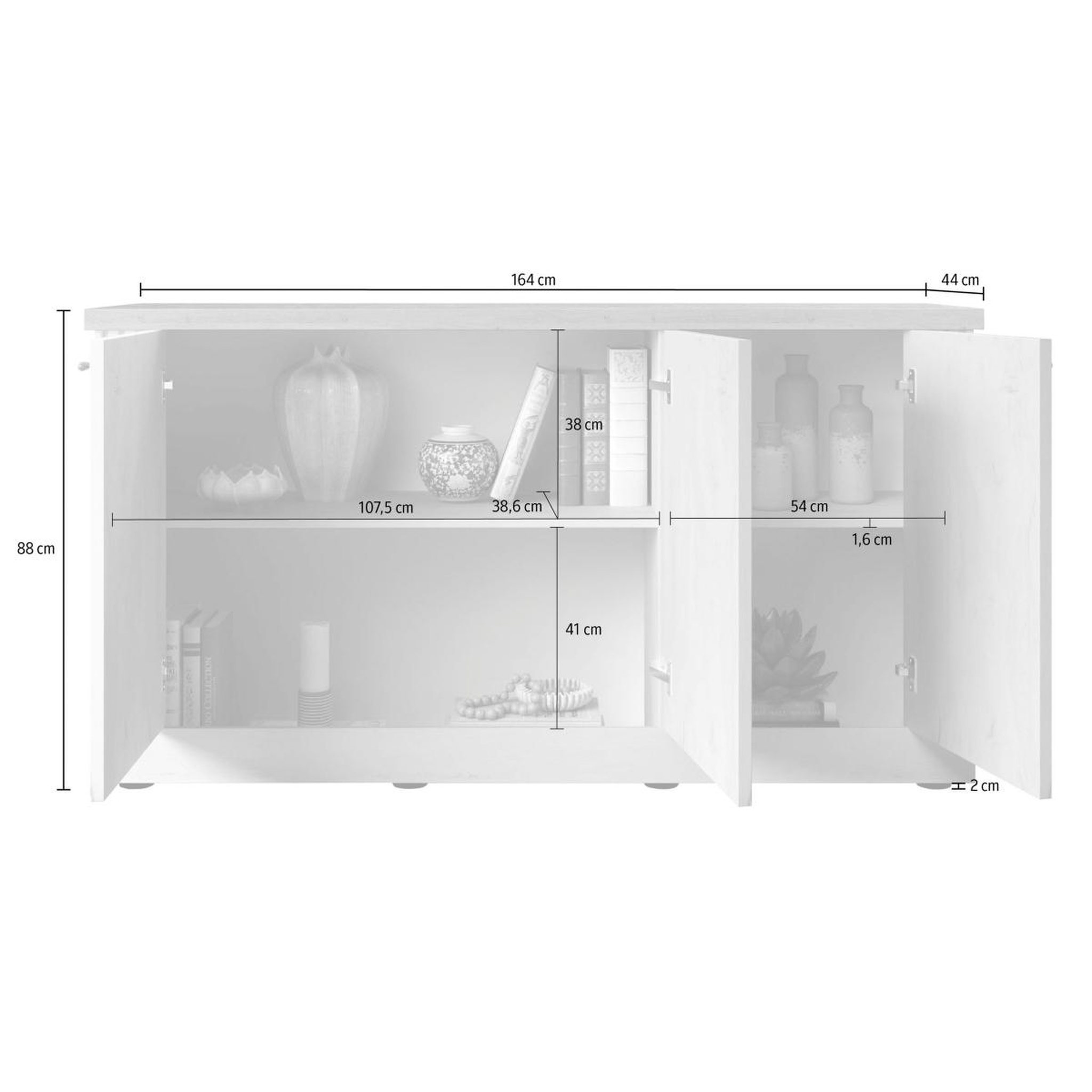 Voir la diapositive 6 : JLC KREATION Buffet moderne 3 portes coloris chêne naturel yanis