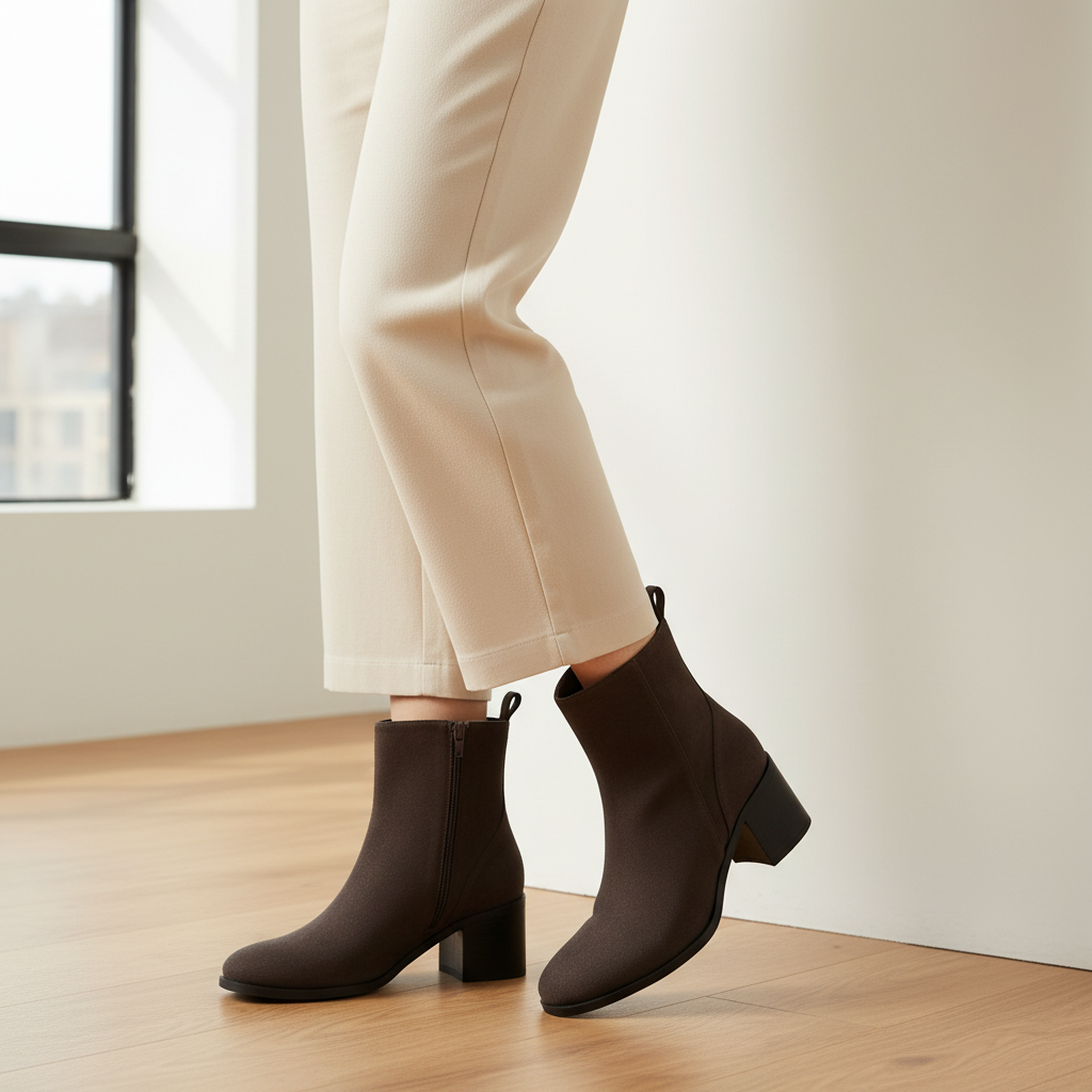 Voir la diapositive 2 : OZABI Ozabi bottines femme suédine zippée talon bloc 5 cm bout arrondi