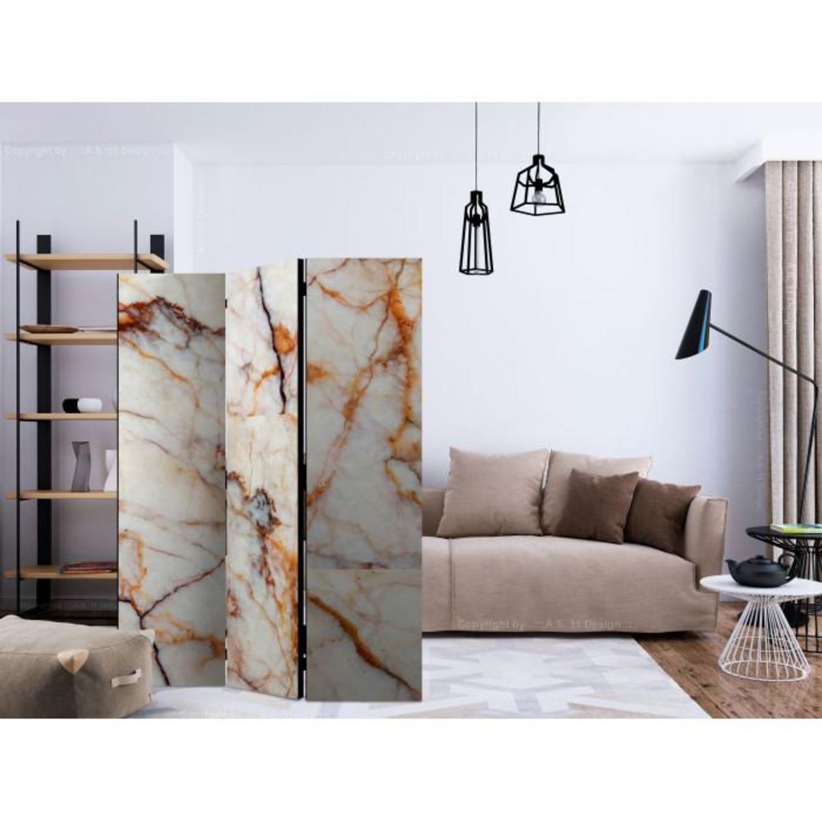 Paris Prix Paravent 3 Volets  Marble Plate  135x172cm