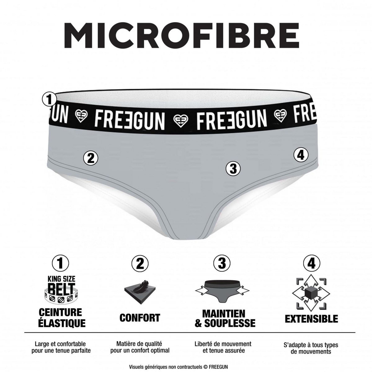 FREEGUN Pack Surprise de 3 Boxers microfibre femme