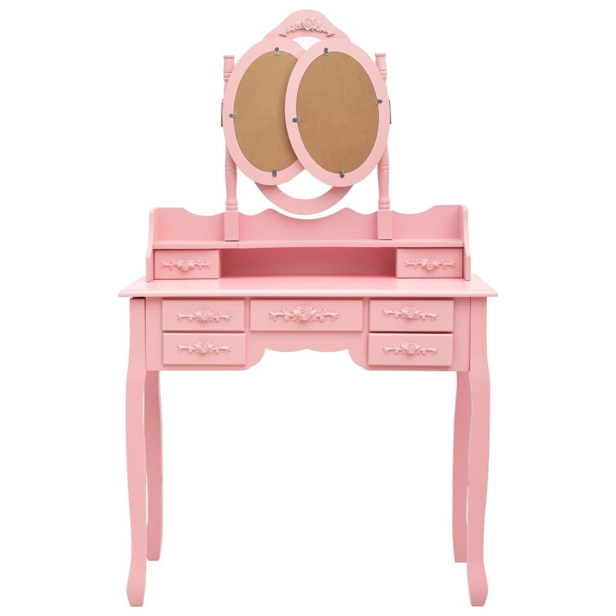 Voir la diapositive 4 : VIDAXL Coiffeuse avec tabouret et miroir pliable en 3 Rose