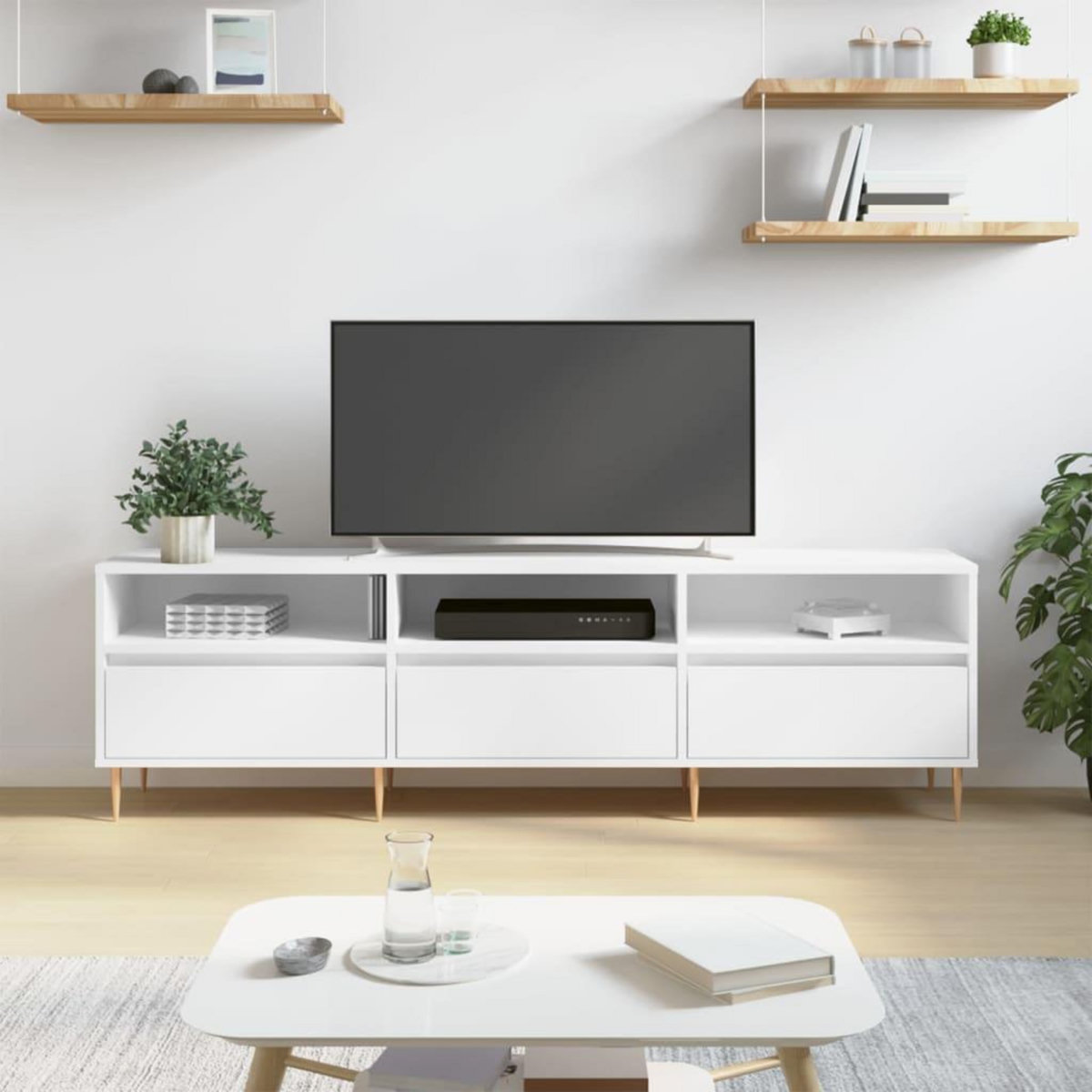 VIDAXL Meuble TV blanc 150x30x44,5 cm bois d'ingenierie