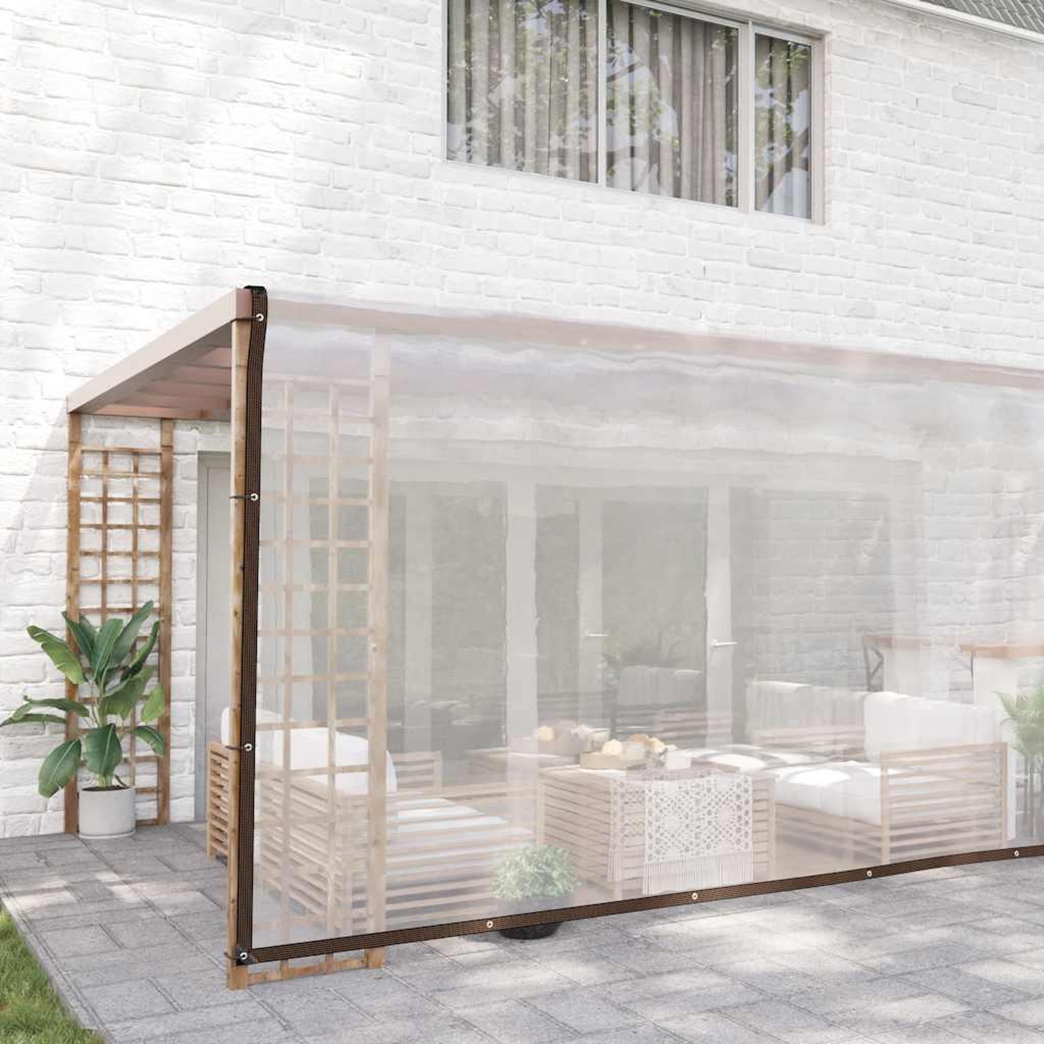 Voir la diapositive 2 : VIDAXL Bache transparente avec œillets 6x6 m polyethylene