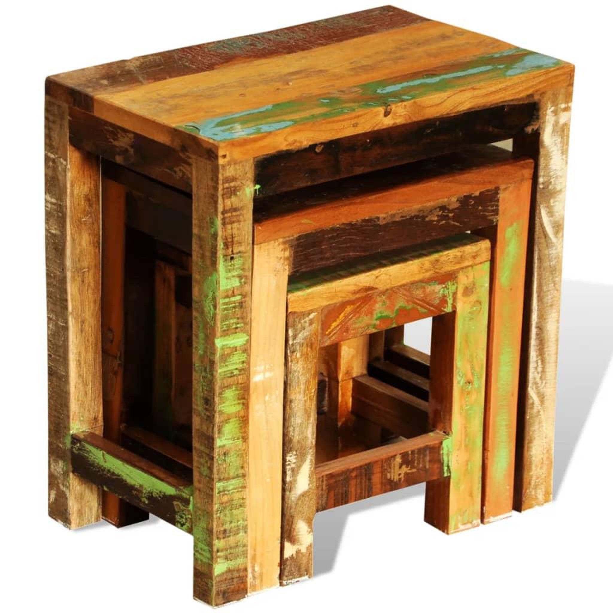 Voir la diapositive 3 : VIDAXL Table gigogne 3 pcs vintage Bois de recuperation