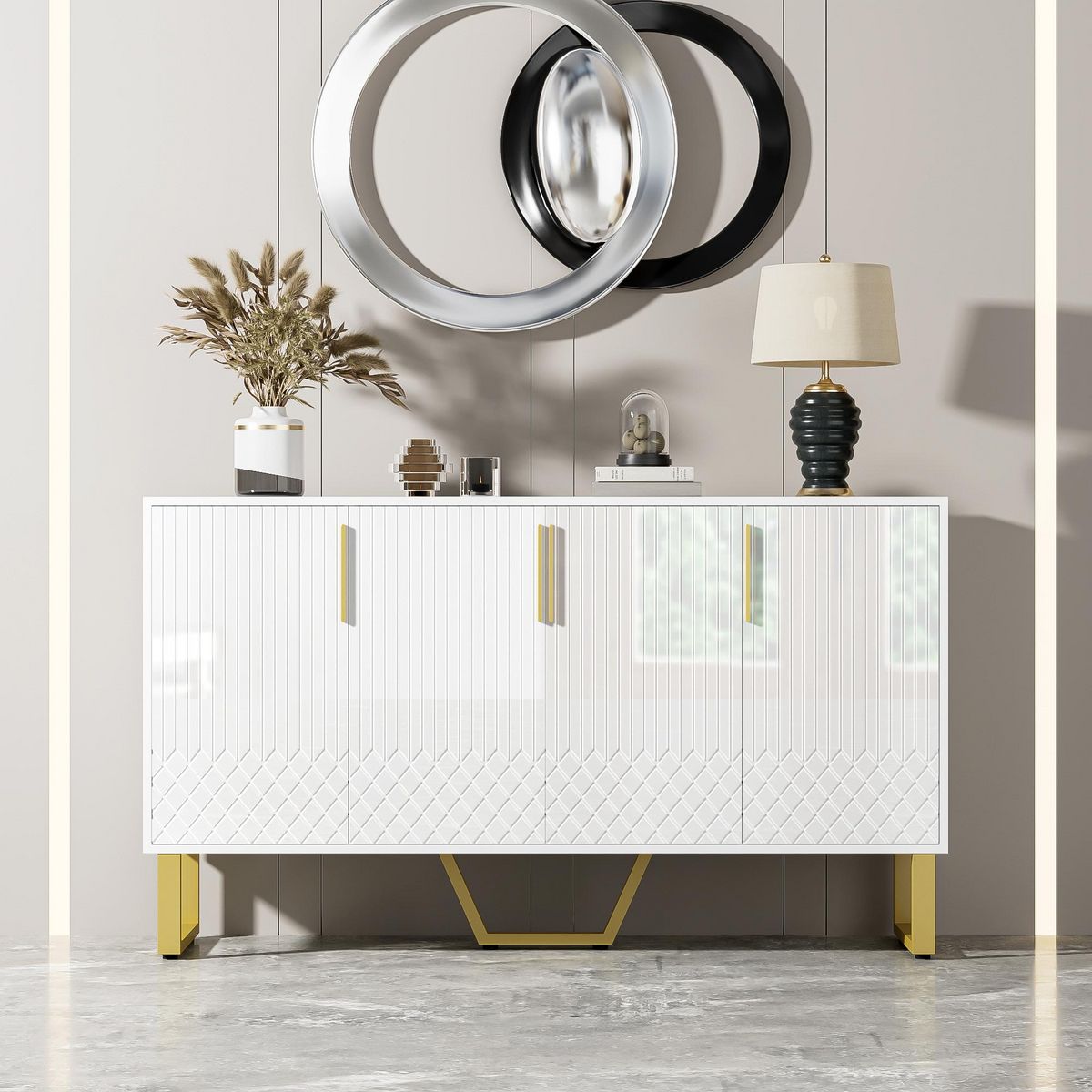 MERAX Buffet 4 porte(s) 0 tiroir(s) - 140 cm blanc mdf