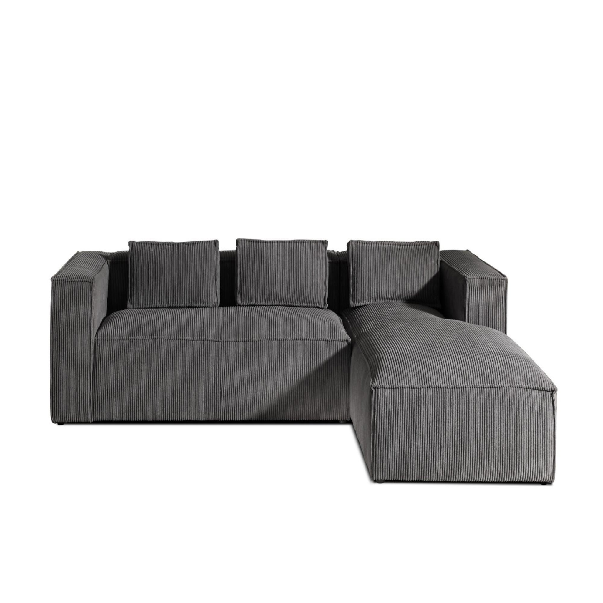 Voir la diapositive 1 : LISA DESIGN Stella - canapé d'angle - en velours côtelé - 4 places -style contemporain - droit