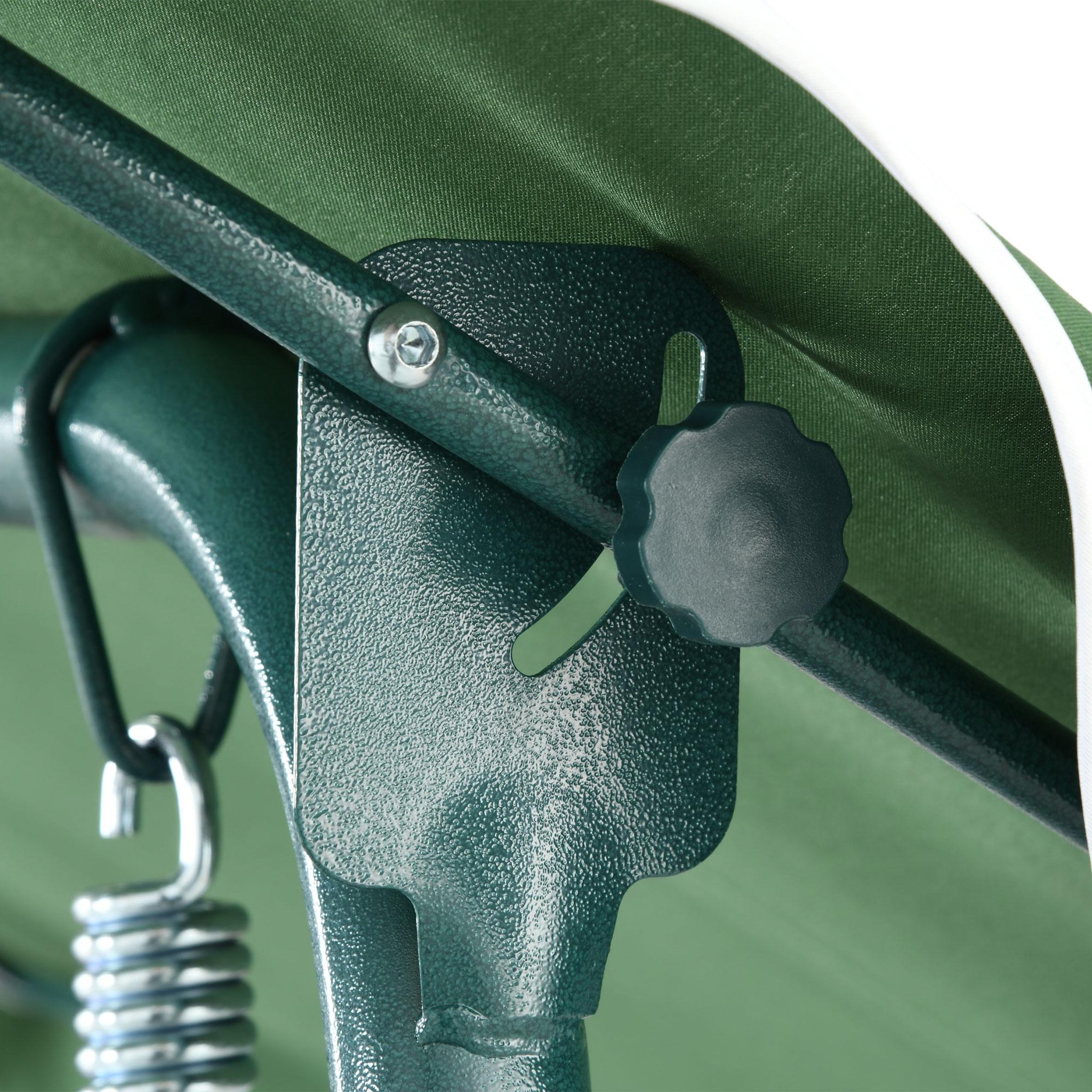 Voir la diapositive 6 : OUTSUNNY Balancelle de jardin 3 places coussins assise dossier vert blanc rayé
