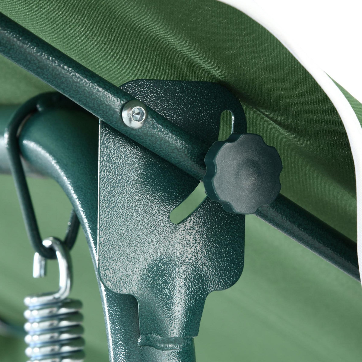 OUTSUNNY Balancelle de jardin 3 places coussins assise dossier vert blanc rayé