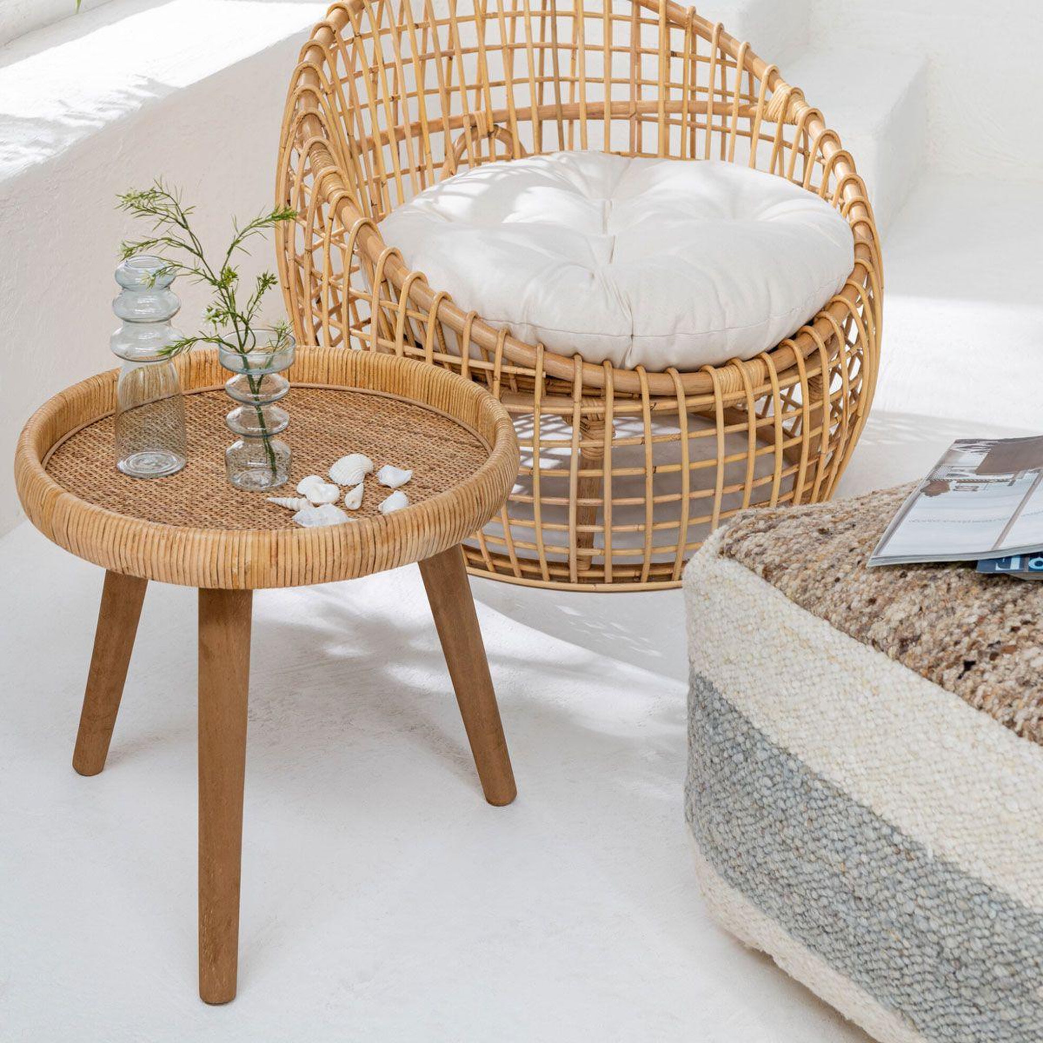 Voir la diapositive 6 : J-LINE Lot de 2 tables d'appoint gigognes  lurne  60cm naturel