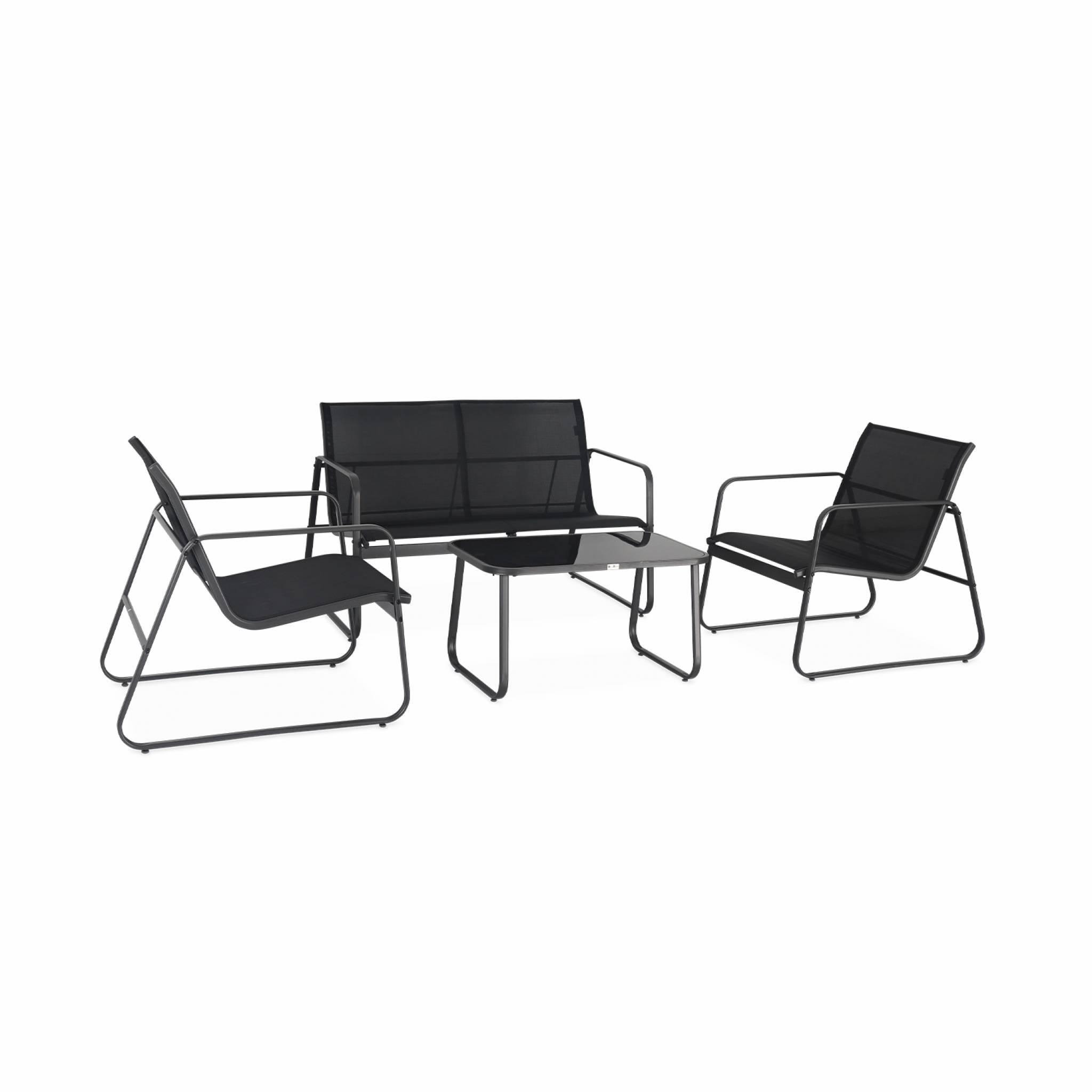 Voir la diapositive 1 : SWEEEK Salon de jardin en métal  et textilène pour 4 personnes, design