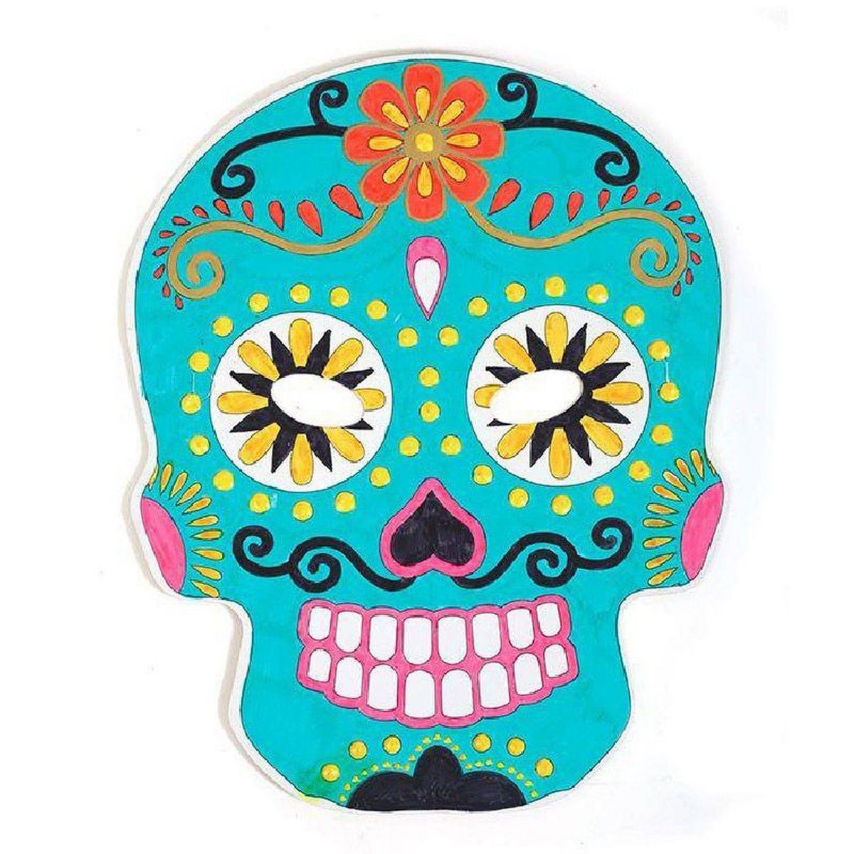 Graine créative 60 masques plats en carton à colorier - Calavera mexicaine