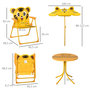 Voir la diapositive 3 : OUTSUNNY Ensemble salon de jardin enfant 4 pcs design tigre - table ronde + 2 chaises pliables + parasol - métal époxy oxford jaune