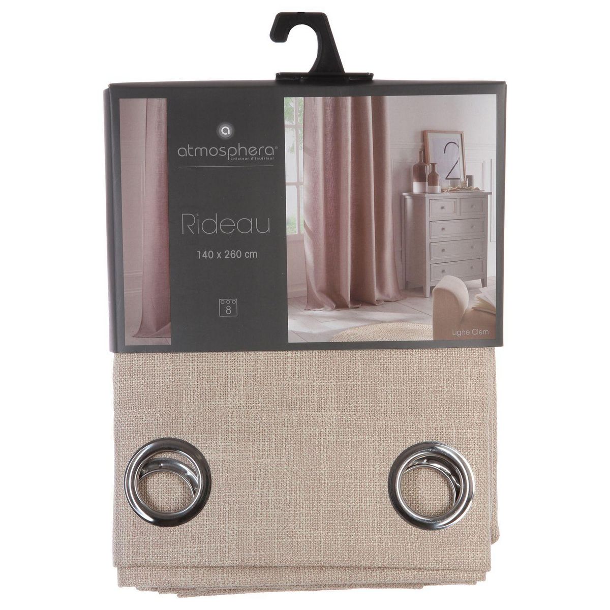 TOILINUX Lot de 2 Rideaux Clem