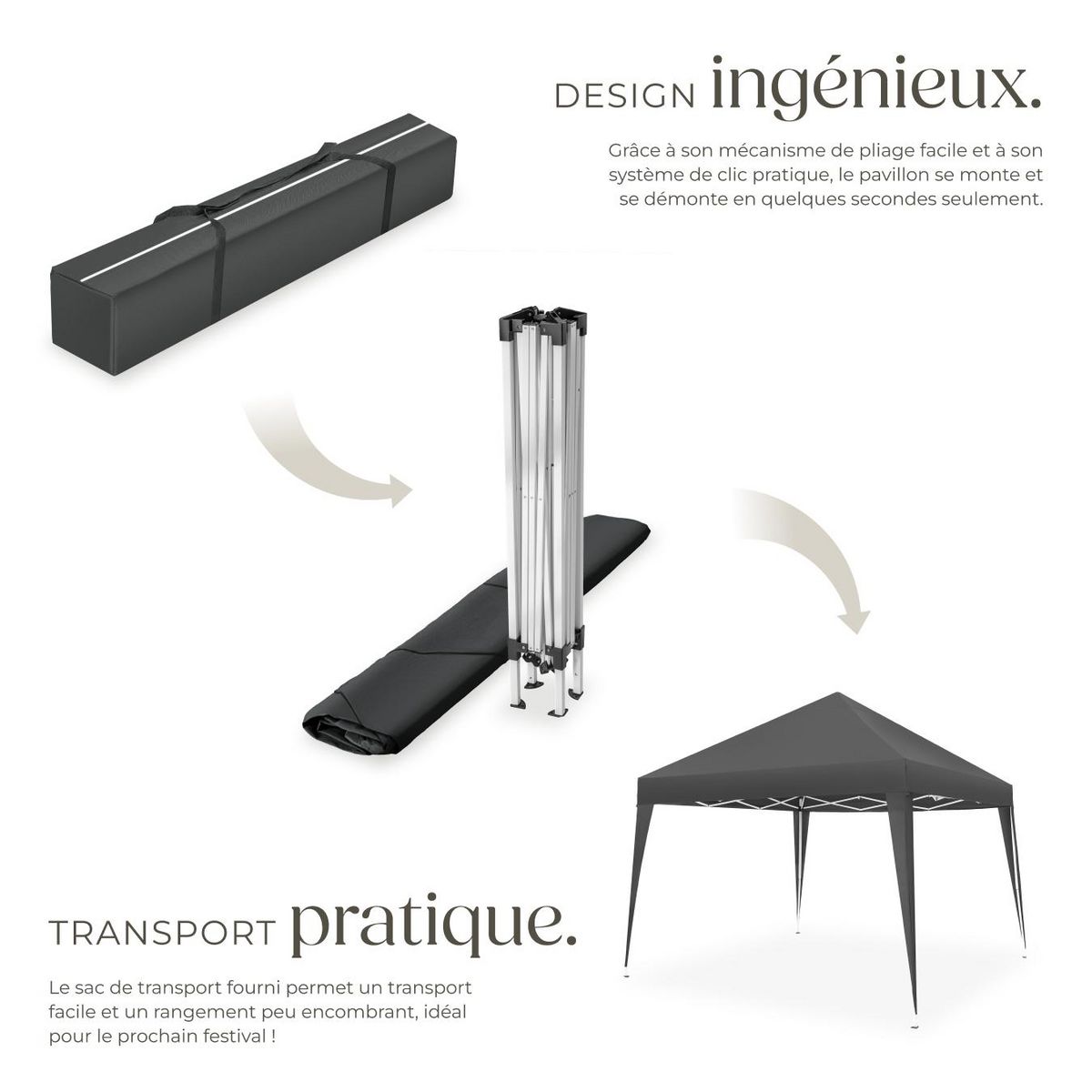 tectake Tonnelle 3 x 3 m gris