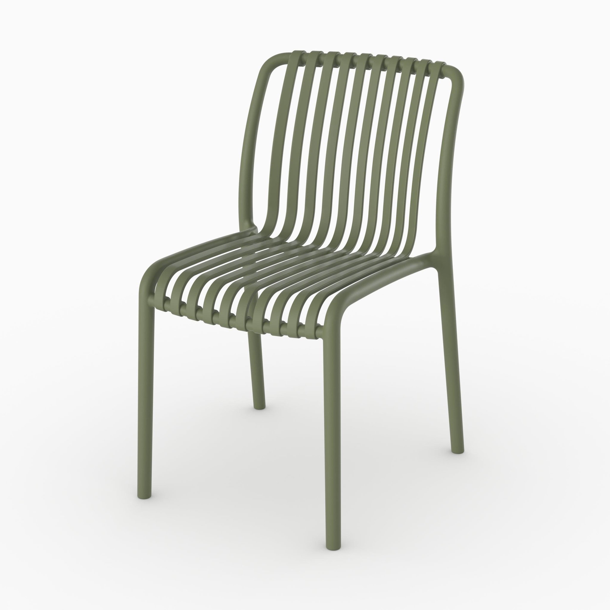 Voir la diapositive 5 : MAISON PAVANE Lot de 2 chaises de jardin empilables en plastique vert kaki-duli