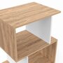 Voir la diapositive 5 : ID MARKET Lot de 2 tables de chevet SOFIA forme S avec rangements ouverts effet hêtre et blanc