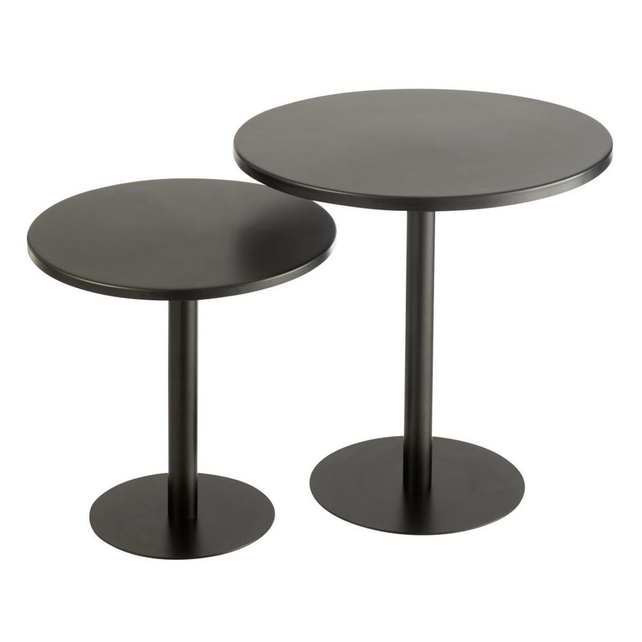 J-LINE Lot de 2 Tables d'Appoint en Métal  Ice  50cm Noir