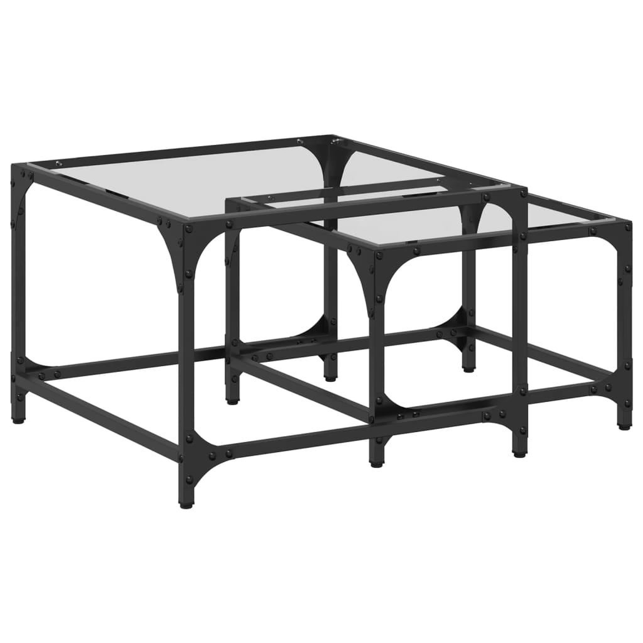 Voir la diapositive 2 : VIDAXL Tables basses gigognes 2 pcs dessus en verre transparent acier