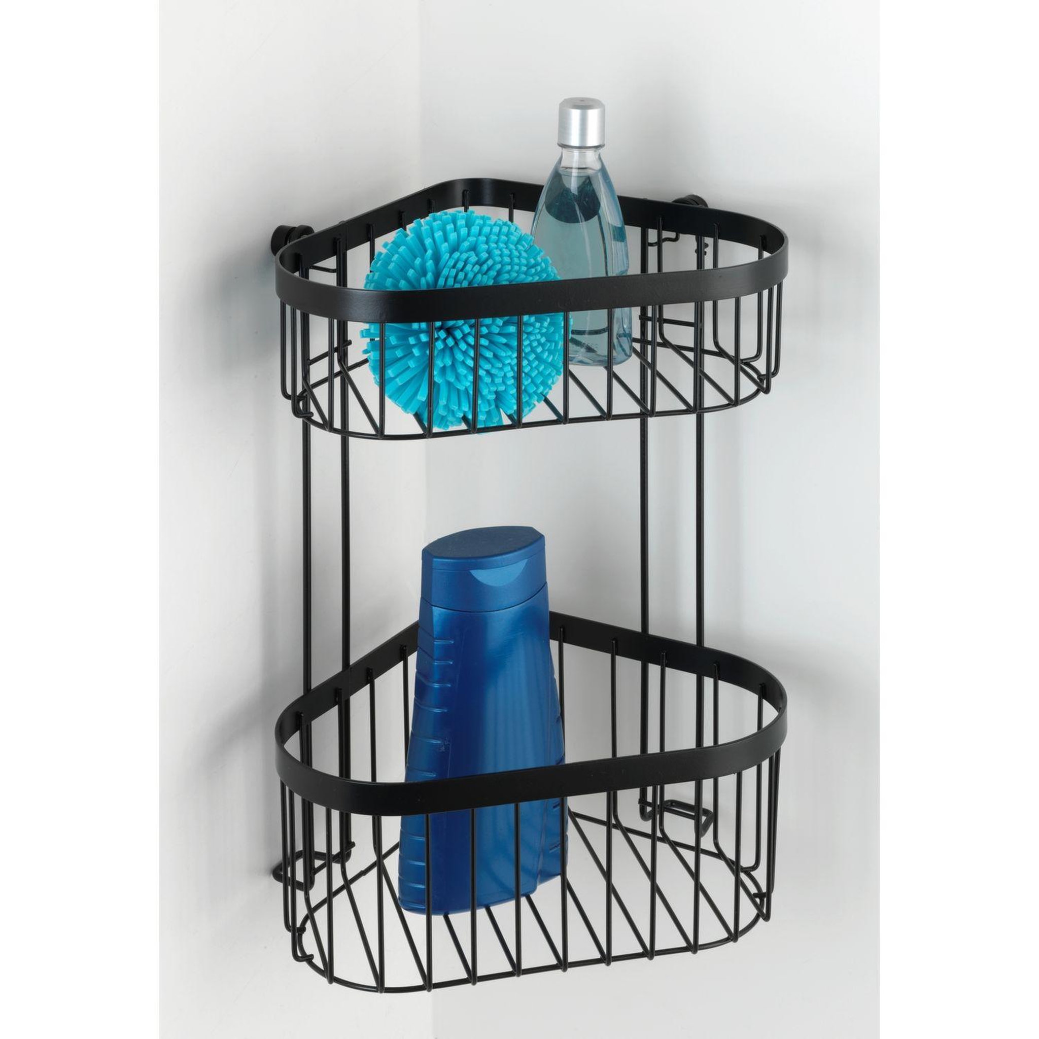 Voir la diapositive 4 : Wenko Etagère d'angle murale de douche indus classic - l. 23 x h. 33 cm - noir